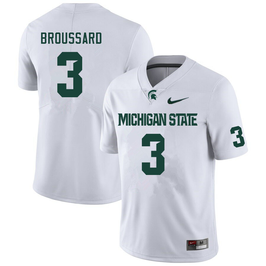 Men #3 Jarek Broussard Michigan State Spartans College Football Jerseys Sale-White